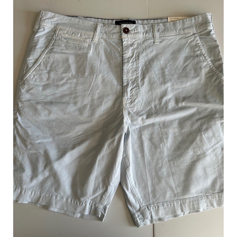 American Eagle Next Level Flex Classic Chino Shorts Pale Blue Mens 38 NWT